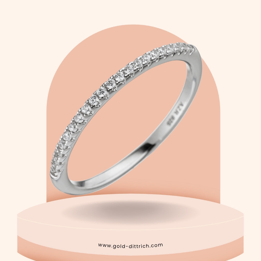 Damenring mit 21 Zirkonia - 925 Silber - Gold Dittrich