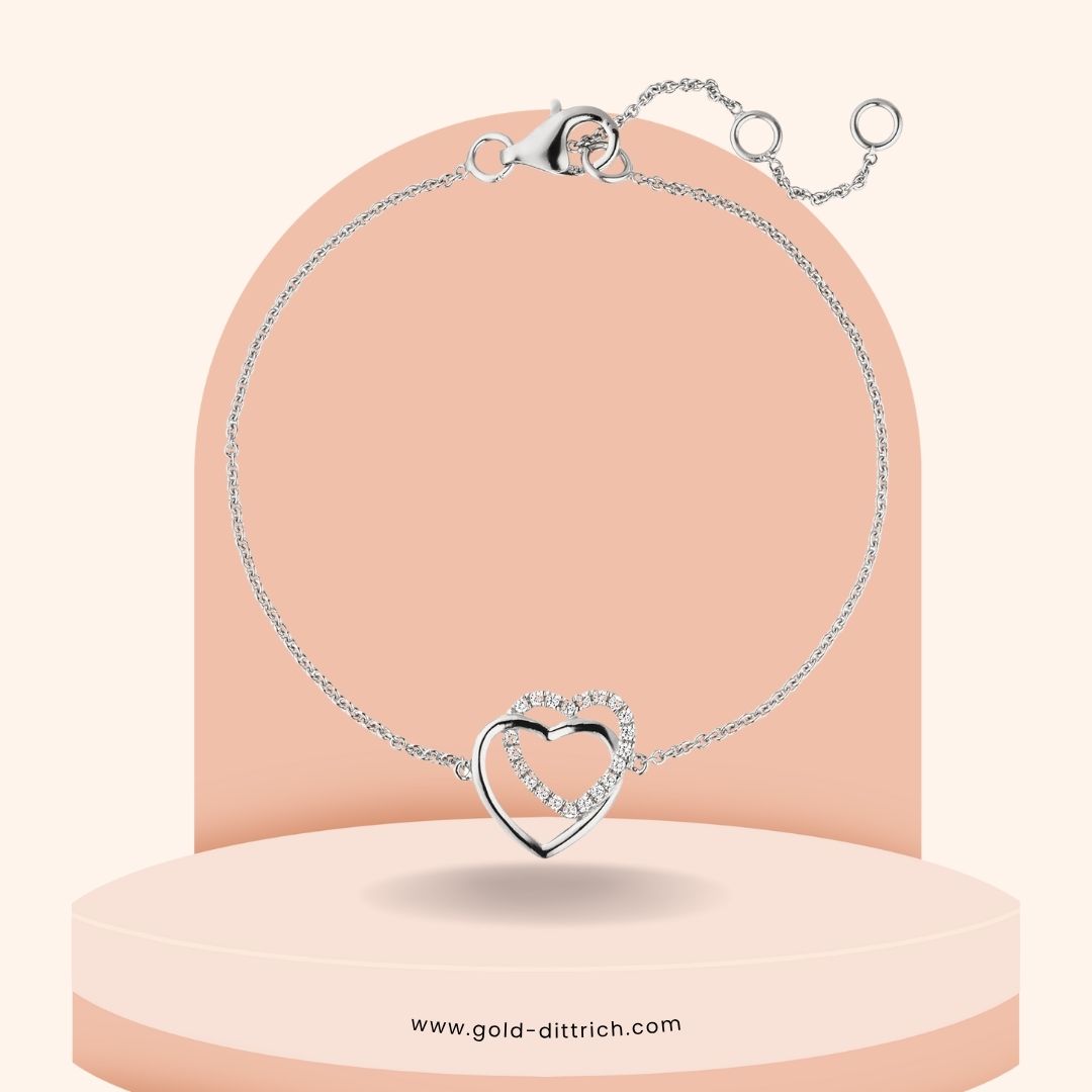 Herz Armband mit Zirkonia - 925 Silber - Gold Dittrich