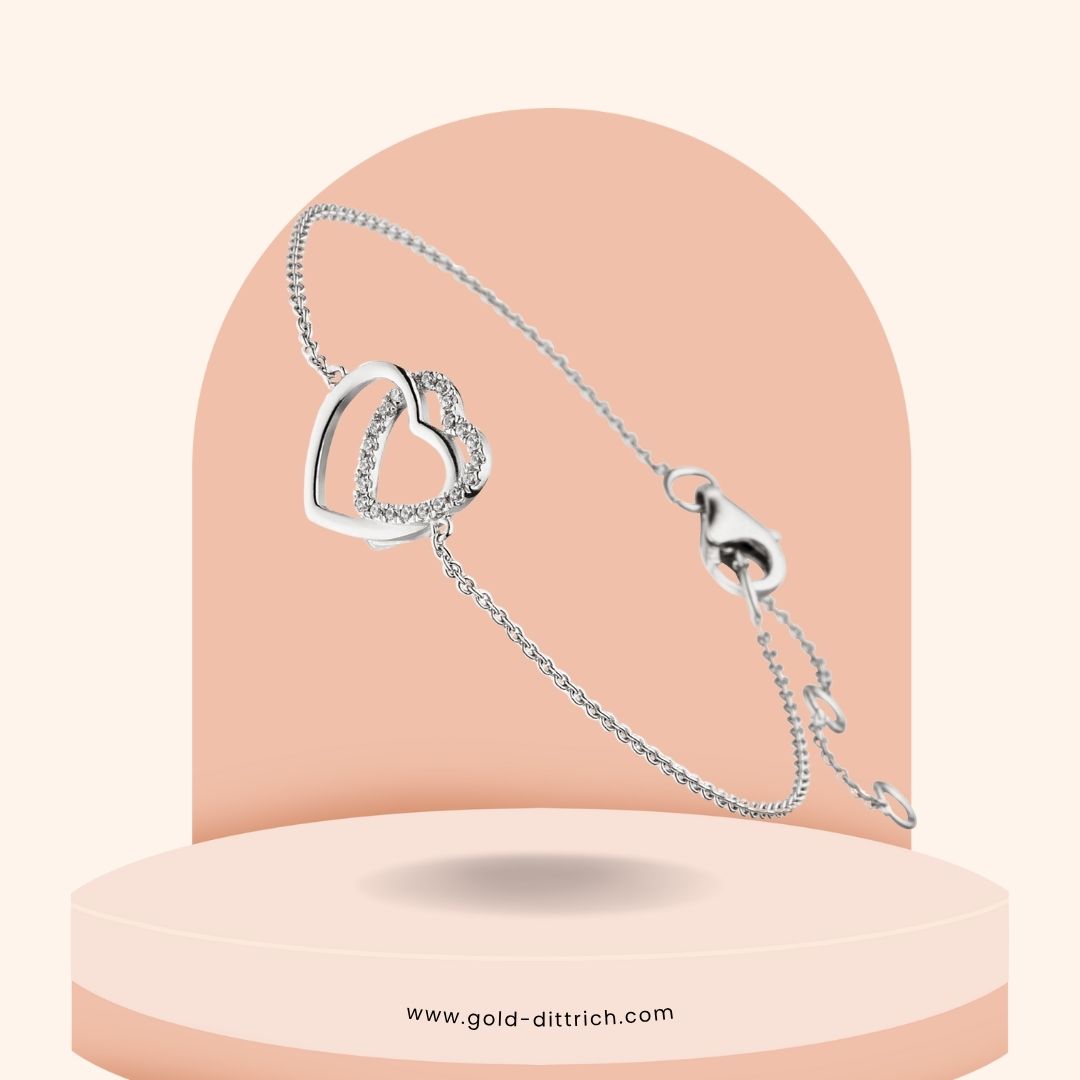 Herz Armband mit Zirkonia - 925 Silber - Gold Dittrich
