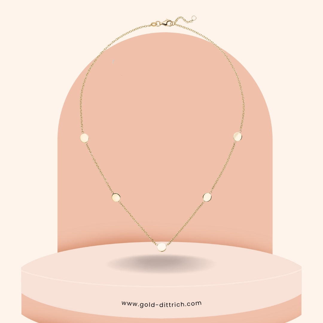 Collier Halskette mit Plättchen - 375 Gold - Gold Dittrich