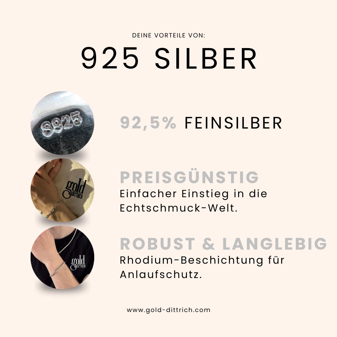 Fußkettchen bicolor – 925 Silber, teilvergoldet