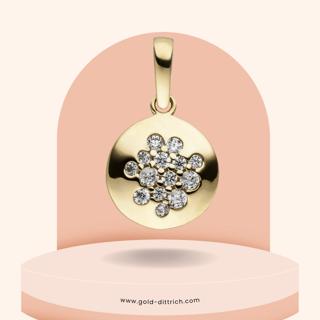Anhänger Rund mit Zirkonia – 333 Gold