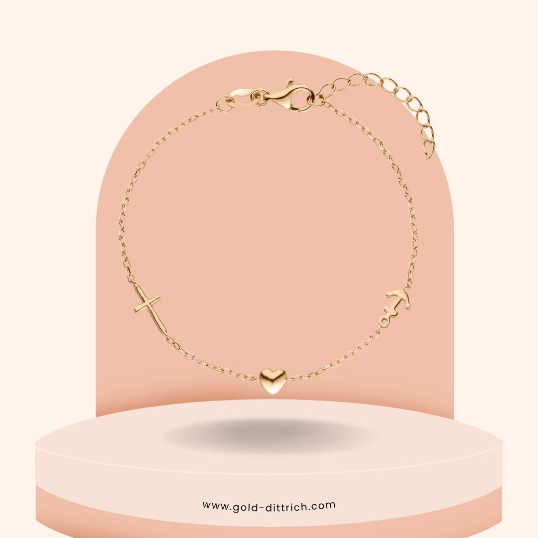 Armband „Glaube, Liebe, Hoffnung“ – 925 Silber - Gold Dittrich