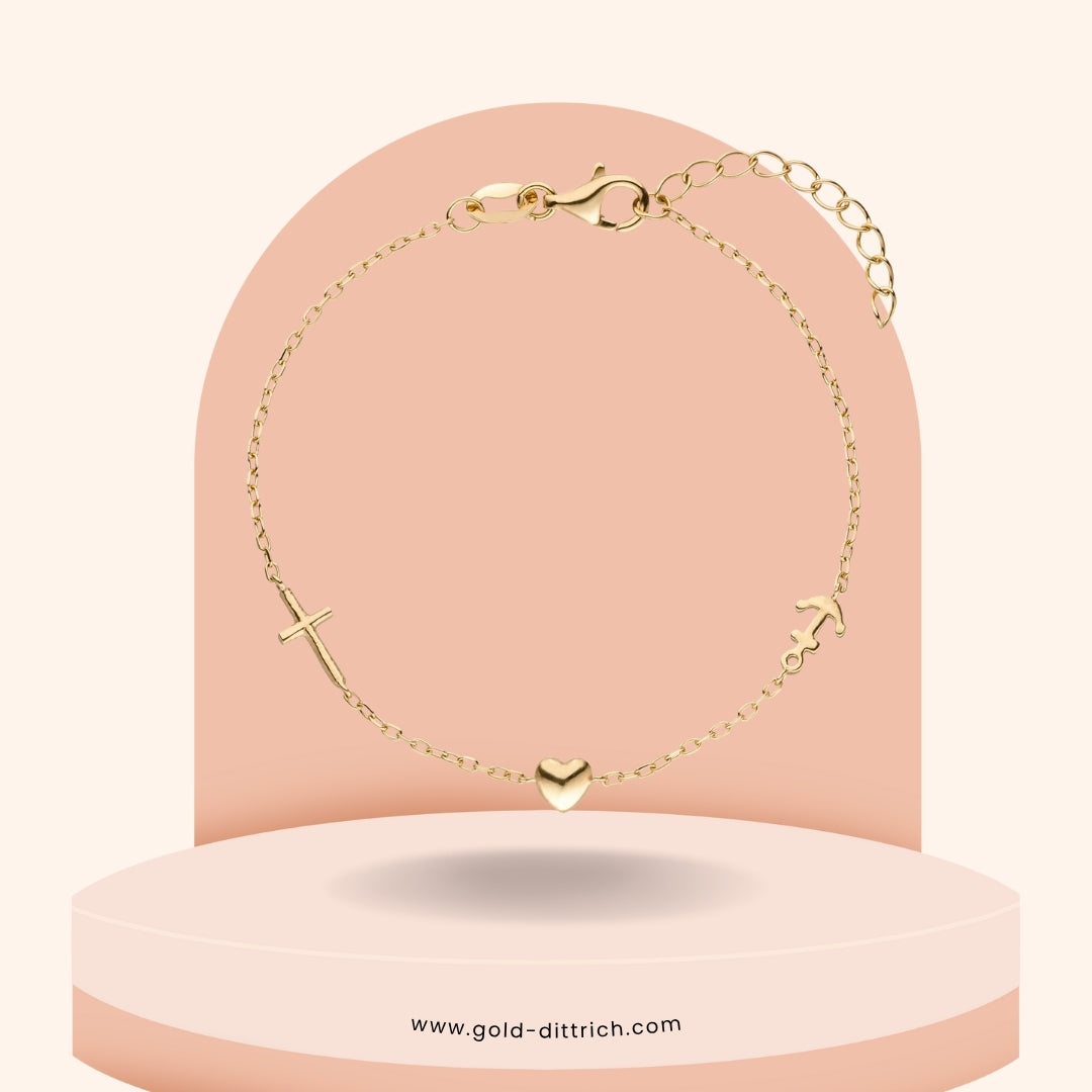 Armband „Glaube, Liebe, Hoffnung“ – 925 Silber - Gold Dittrich