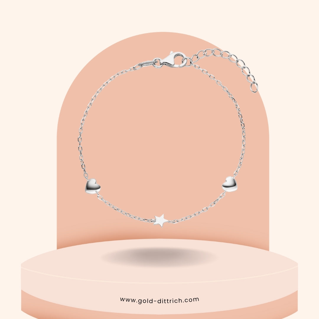 Armband Sterne & Herzen - 925 Silber