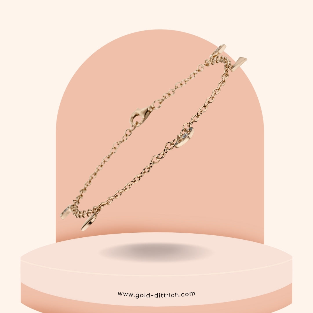 Armband rotvergoldet mit Anhängern - 925 Silber - Gold Dittrich