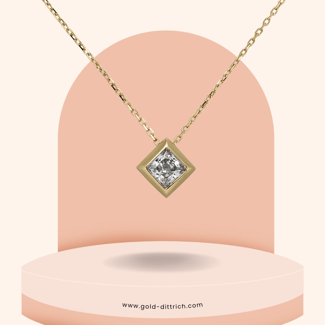 Collier mit quadratischem Zirkonia 45cm - 333 Gold - Gold Dittrich