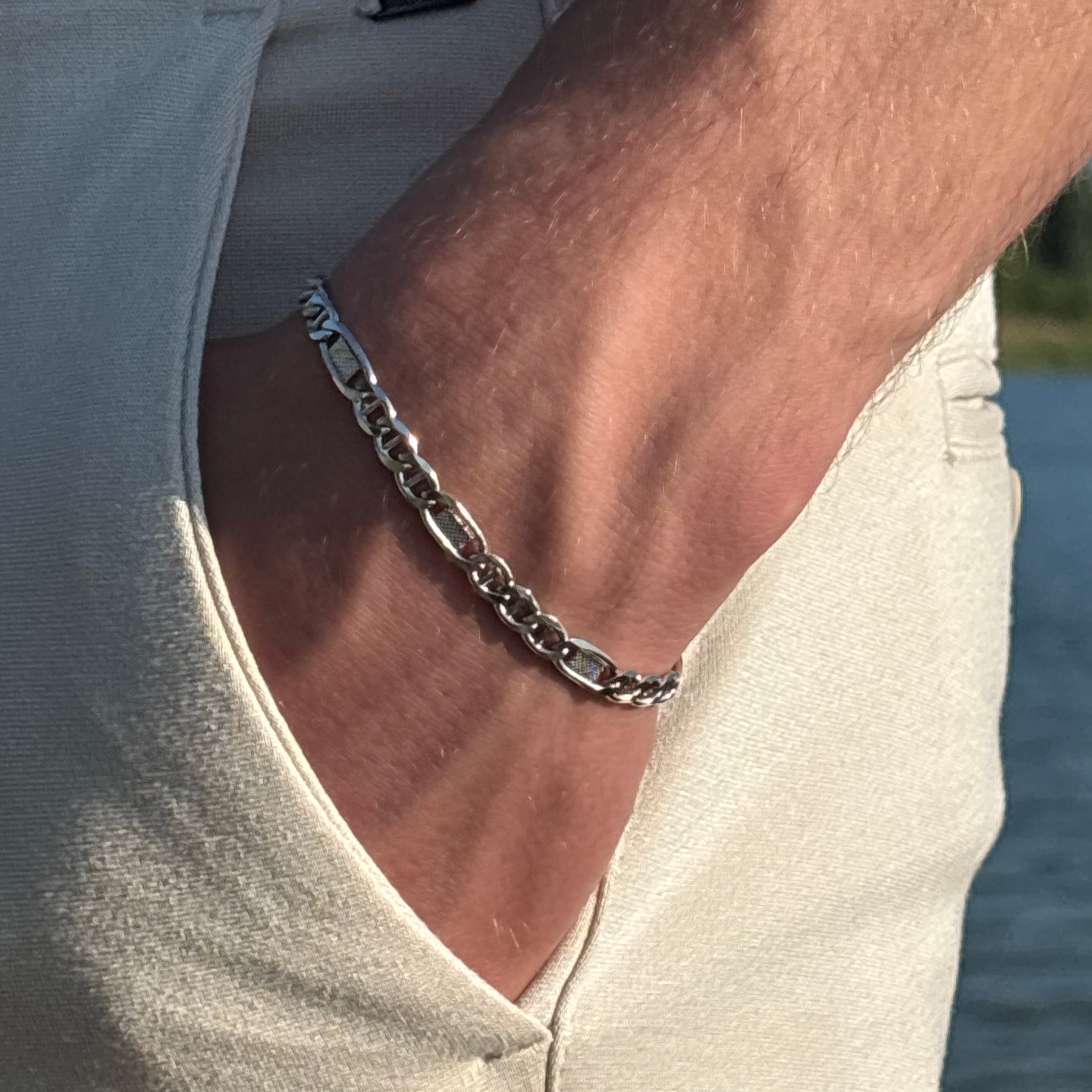 Panzer-Steg 925 Silber - Armband - Gold Dittrich