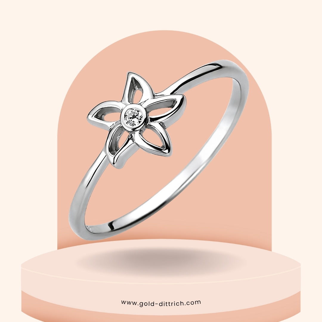 Damenring "Blume" - 925 Silber - Gold Dittrich