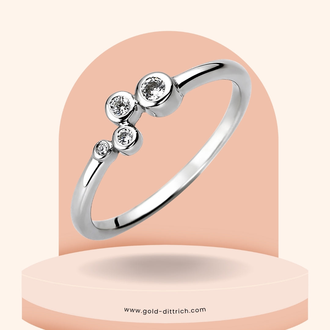 Damenring mit 4 Zirkonia - 925 Silber - Gold Dittrich