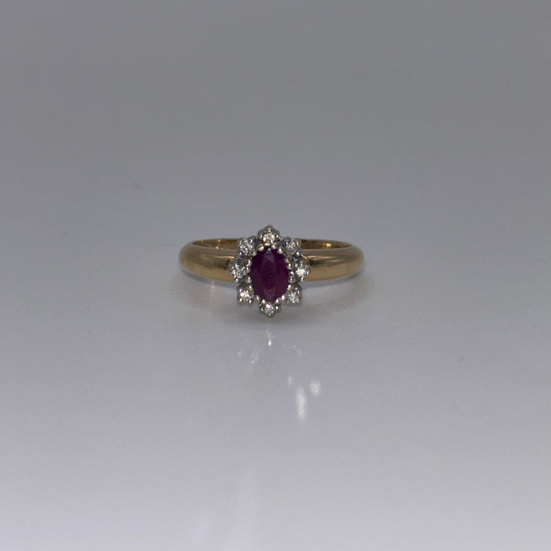 Verlobungsring mit Rubin und Brillant in 750/18K Gold Gr54