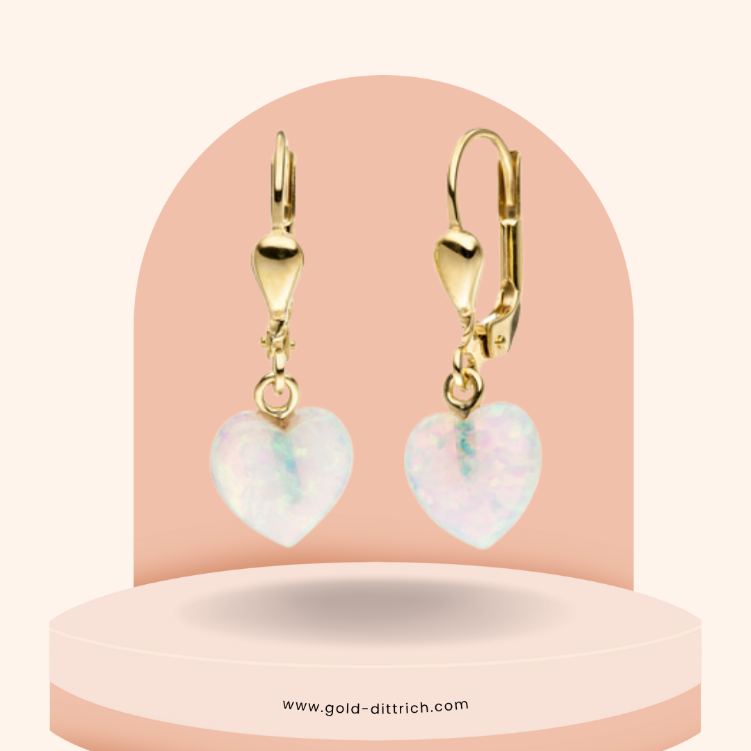 Herz-Ohrhänger mit Opal - 333 Gold - Gold Dittrich