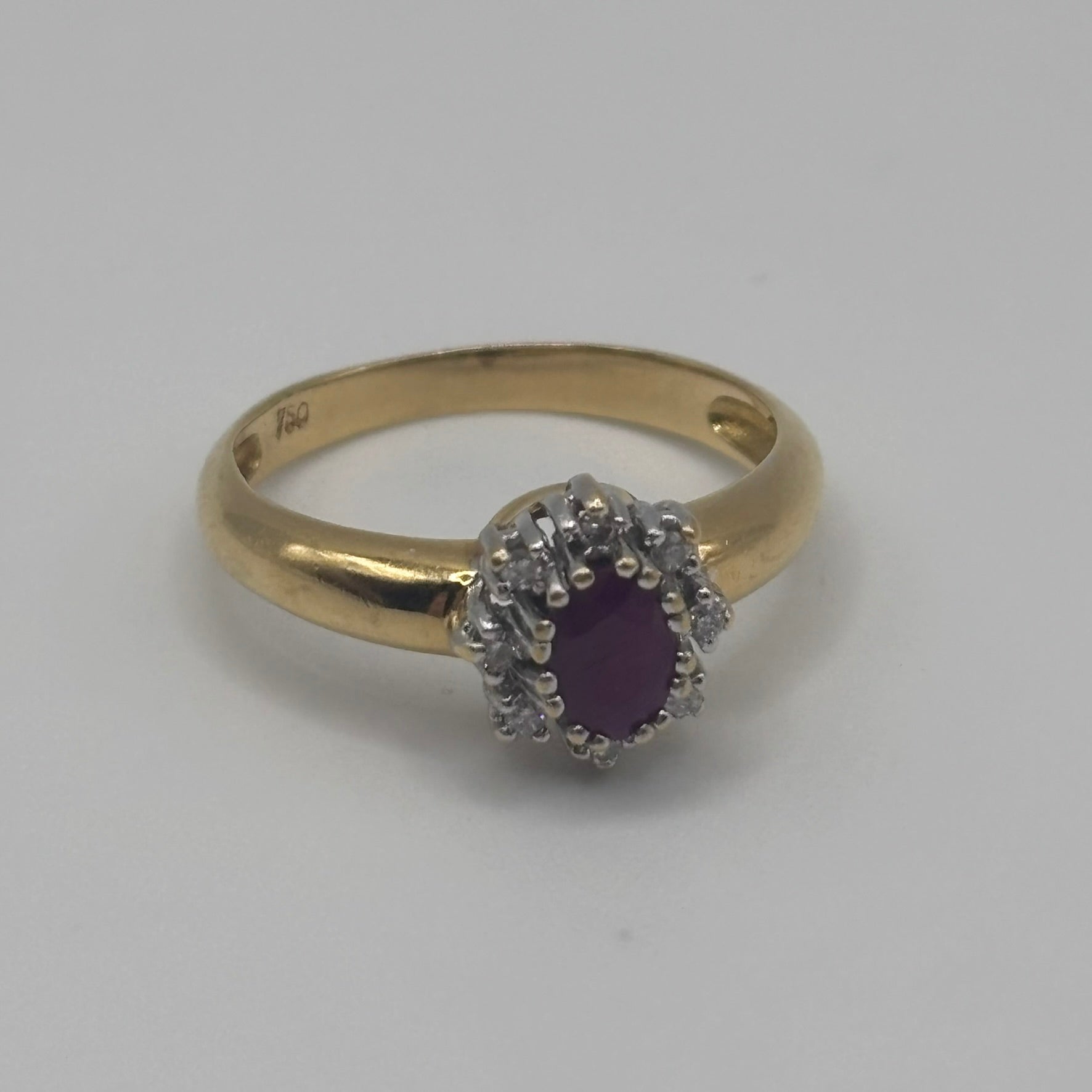 Verlobungsring mit Rubin und Brillant in 750/18K Gold Gr54