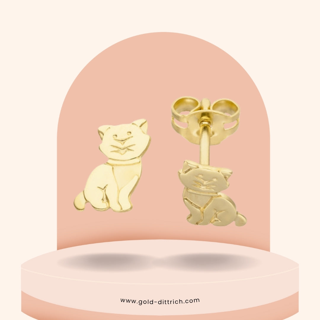 Katzen-Ohrstecker - 333 Gold - Gold Dittrich