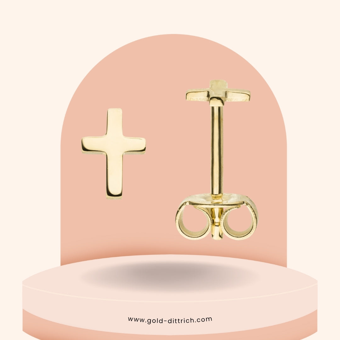 Kreuz-Ohrstecker - 375 Gold - Gold Dittrich