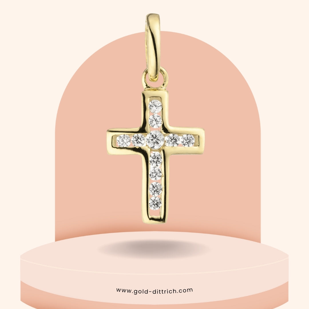 Kreuzanhänger 11 Zirkonia – 375 Gold