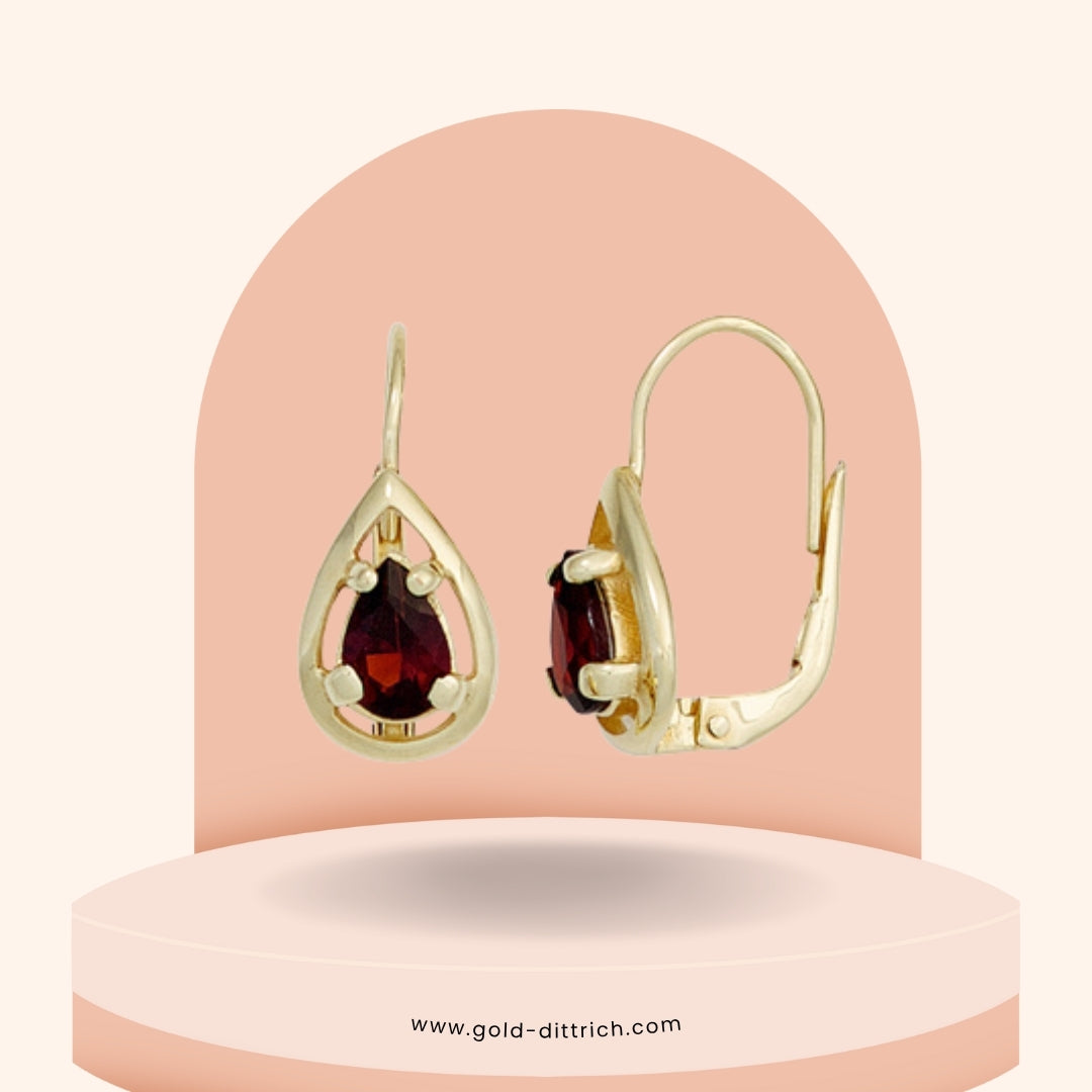 Ohrring Boutons mit Granat - 333 Gold