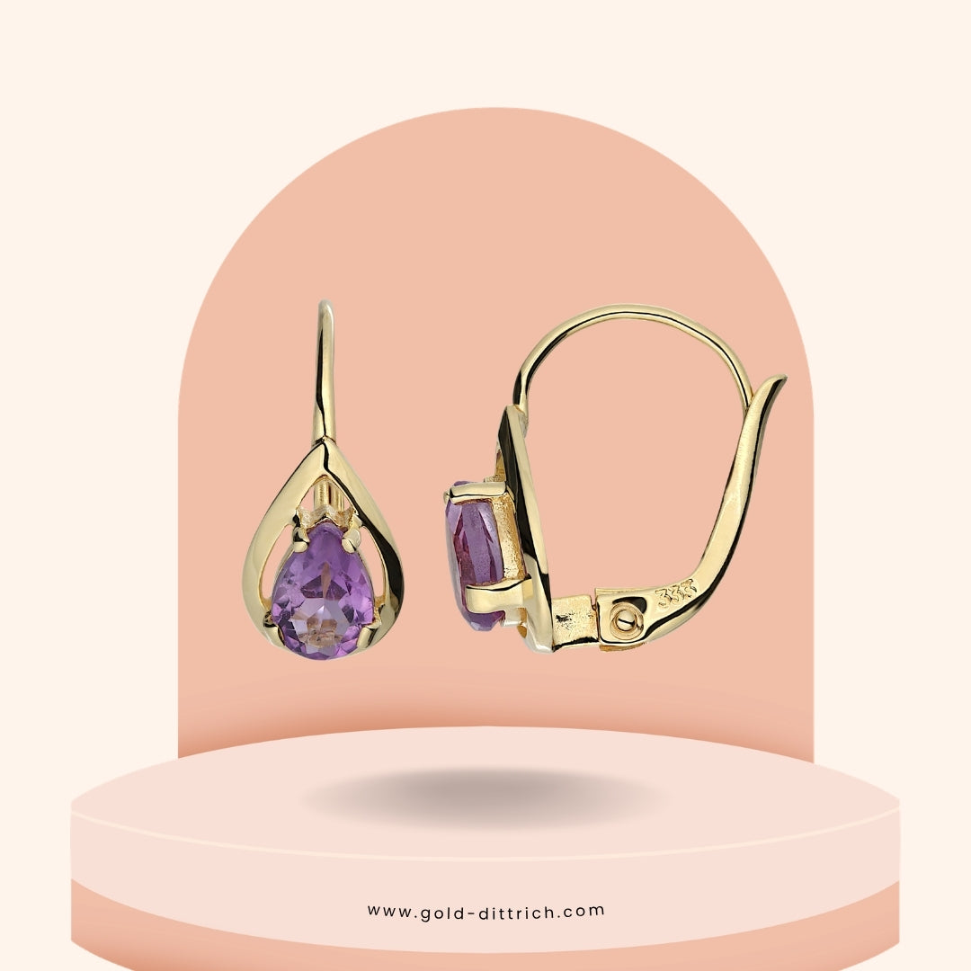 Ohrringe Boutons mit Amethyst - 333 Gold