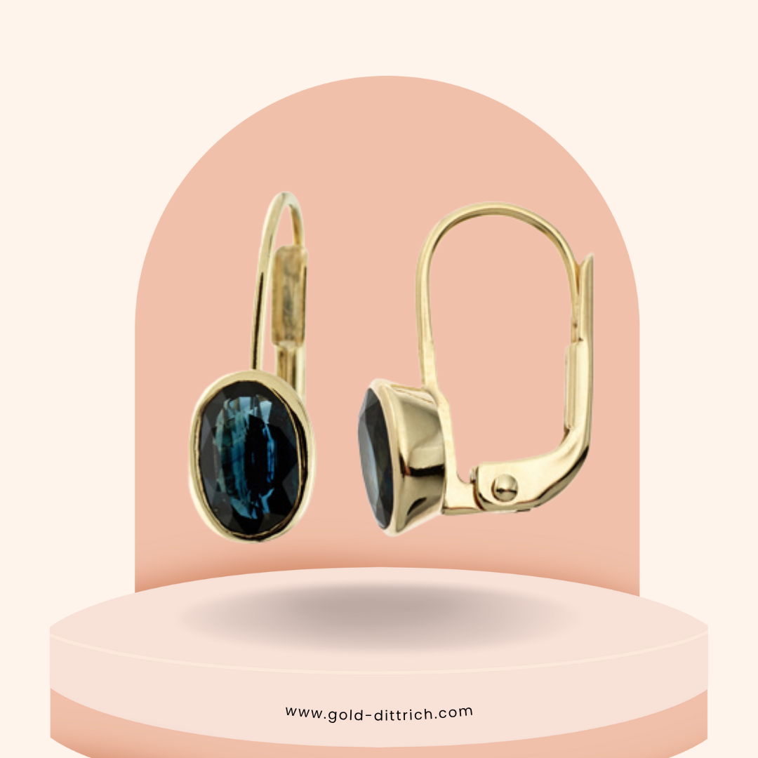 Ohrringe Boutons mit Saphir - 333 Gold