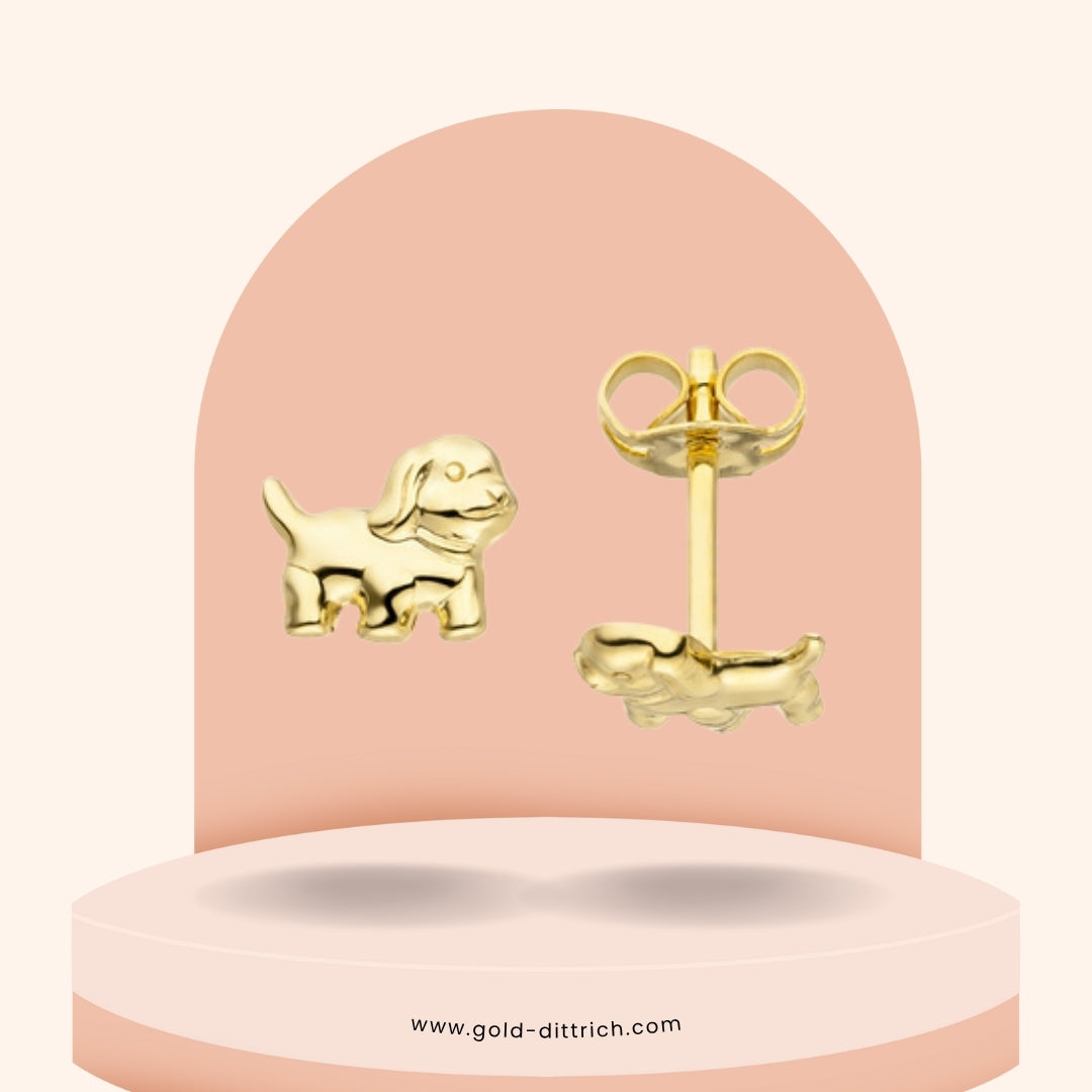 Ohrstecker Hund - 333 Gold