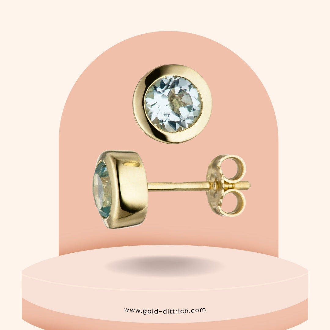 Ohrstecker Blautopas - 333 Gold - Gold Dittrich