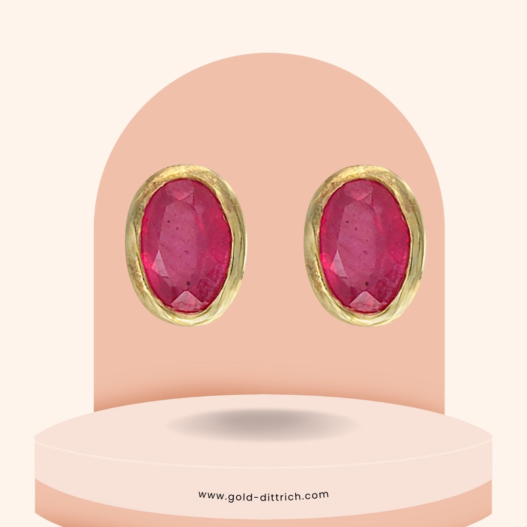 Ohrstecker Oval Rubin - 585 Gold
