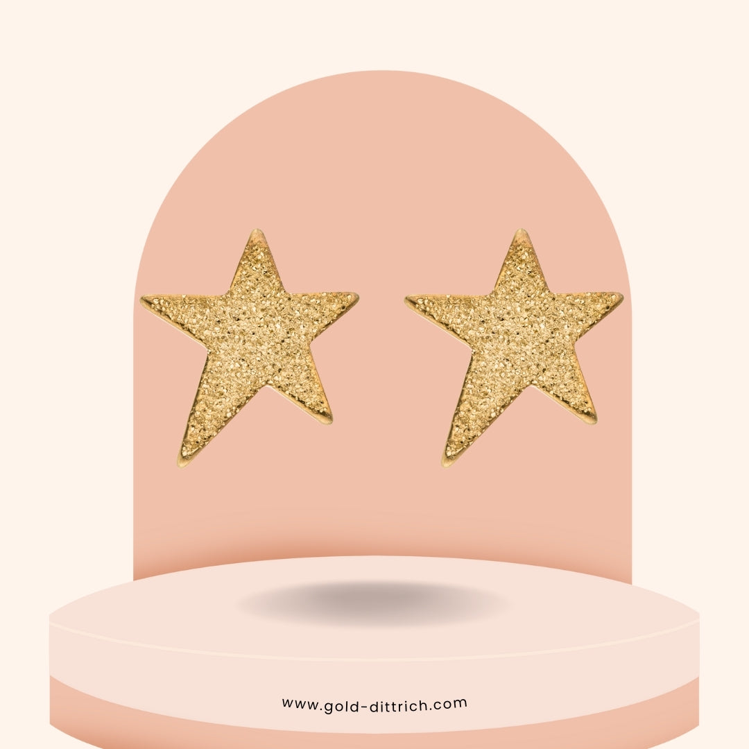 Ohrstecker Stern glitzernd - 375 Gold - Gold Dittrich