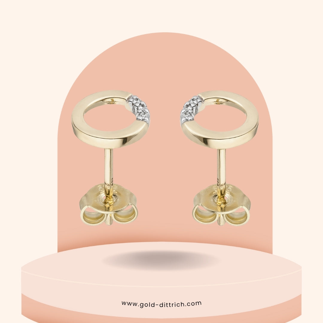 Ohrstecker rund mit 6 Brillanten - 585 Gold