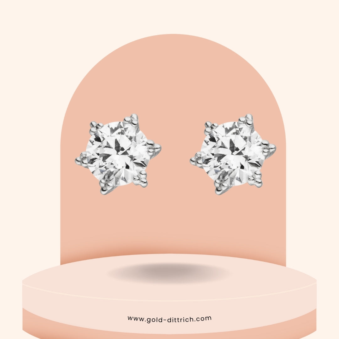 Ohrstecker rund mit Zirkonia – 333 Weißgold