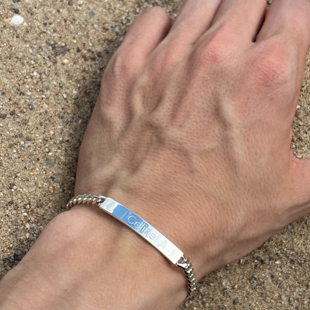 Personalisierbares Schildarmband Panzerkettengliederung – 925 Silber - Gold Dittrich