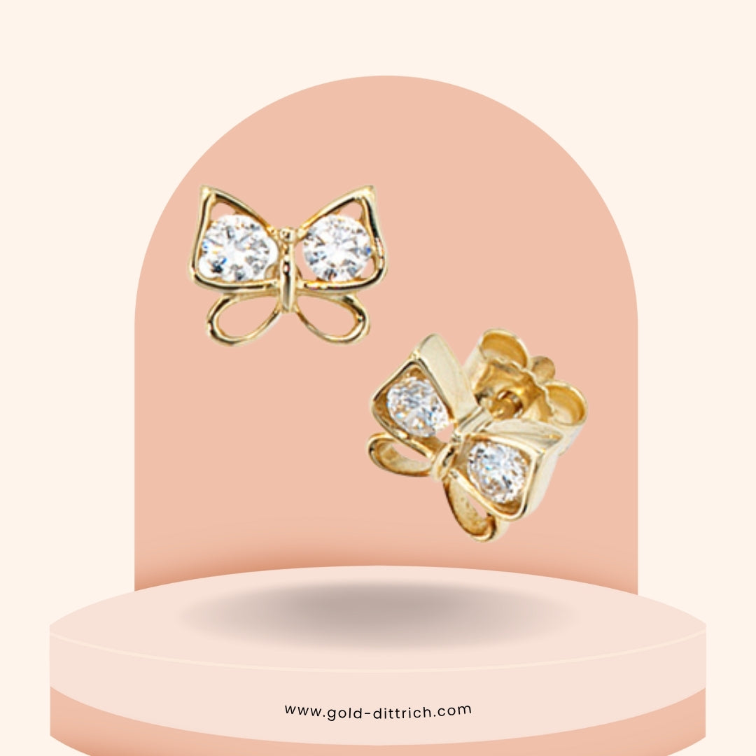 Schmetterling-Ohrstecker mit Zirkonia - 333 Gold - Gold Dittrich