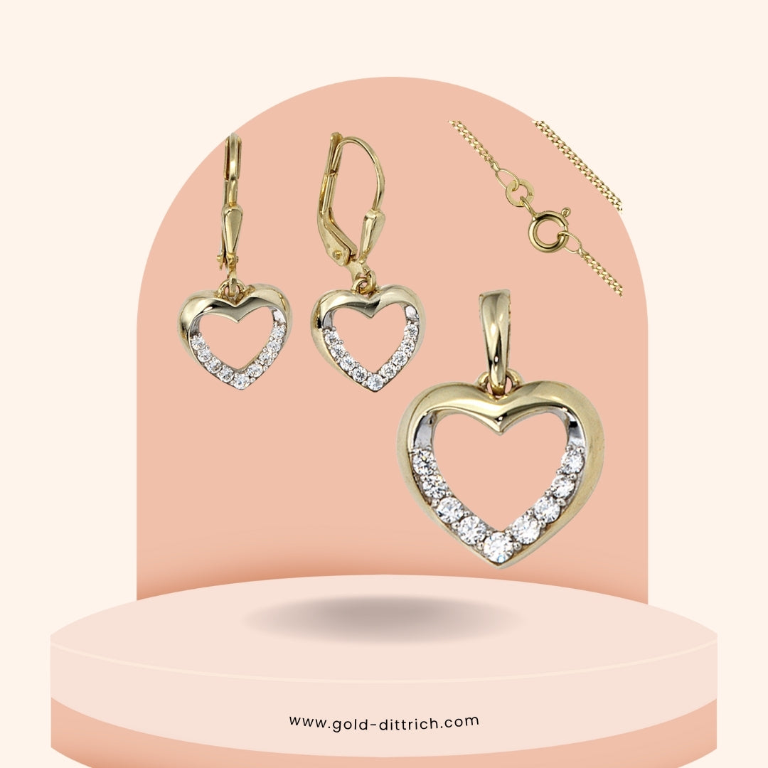 Schmuck-Set Herz – 333 Gold