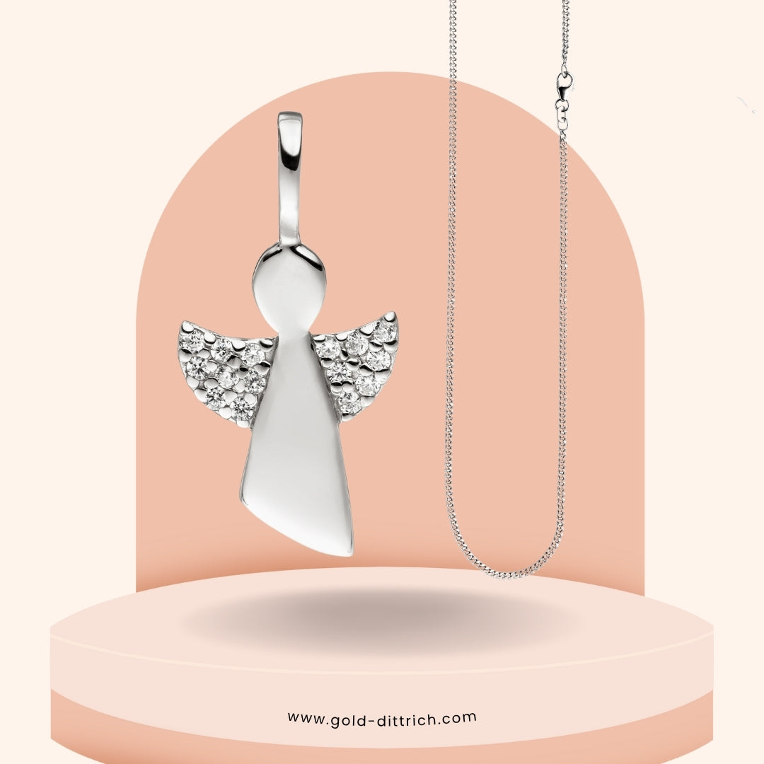 Schutzengel Anhänger mit Kette – 925 Silber - Gold Dittrich