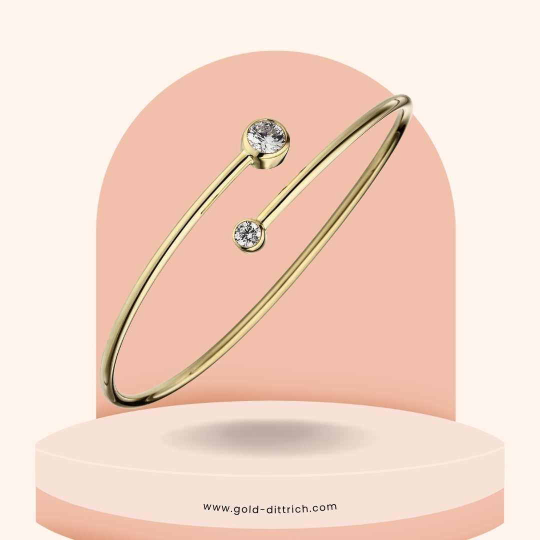 Vergoldeter Armreif mit Zirkonia - 925 Silber - Gold Dittrich