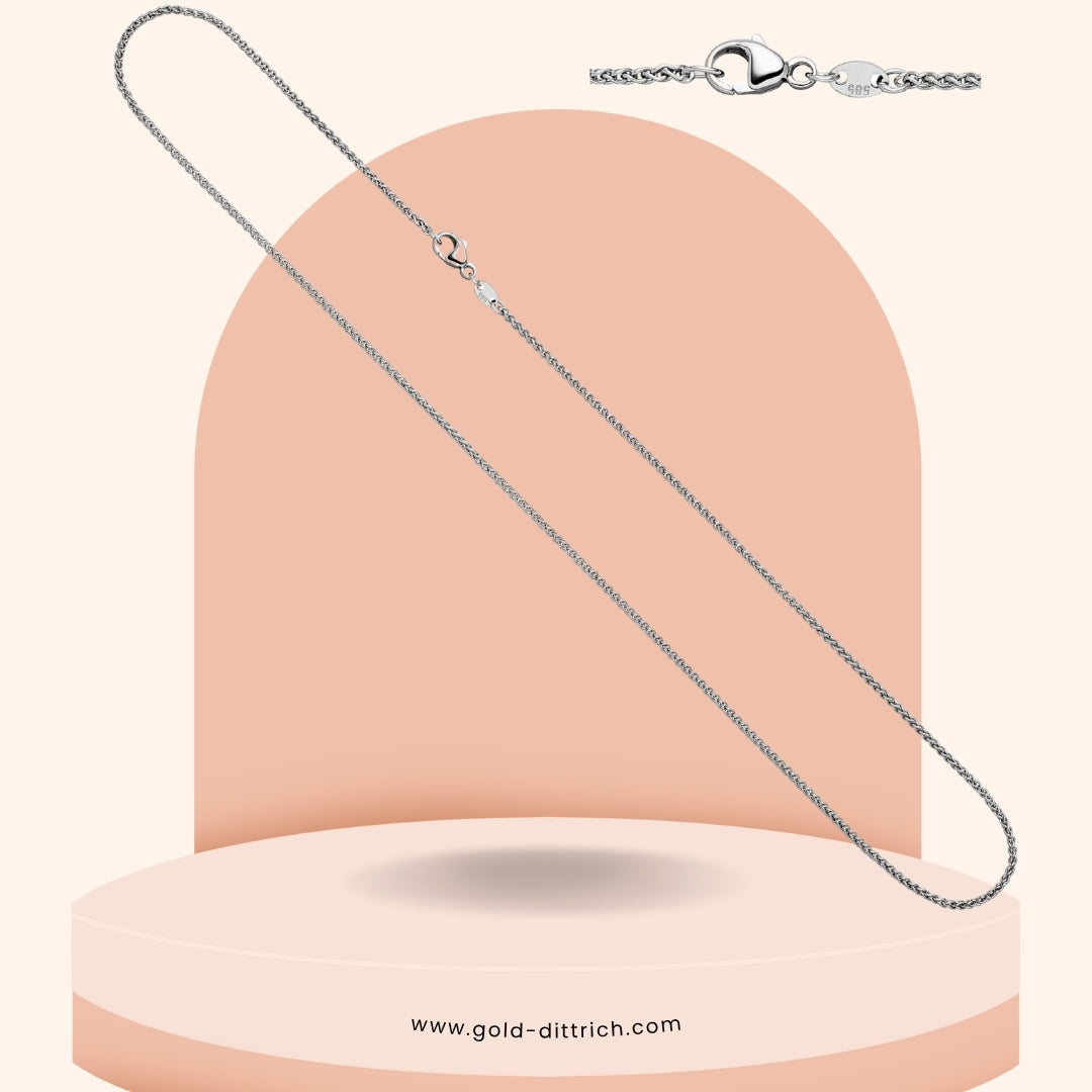 Zopfkette 1,2 mm - 585 Weißgold