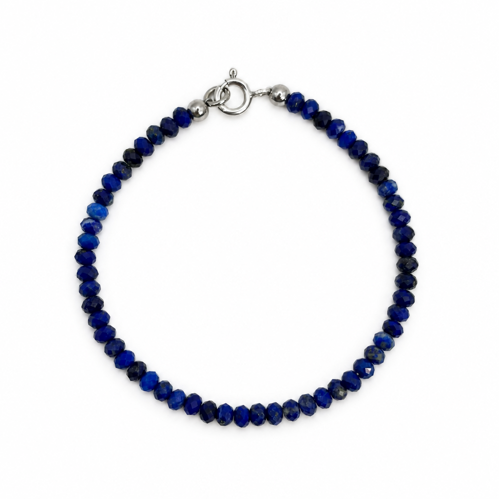 Armband mit blauen Lapis-Lazuli-Perlen und 925-Silber-Verschluss