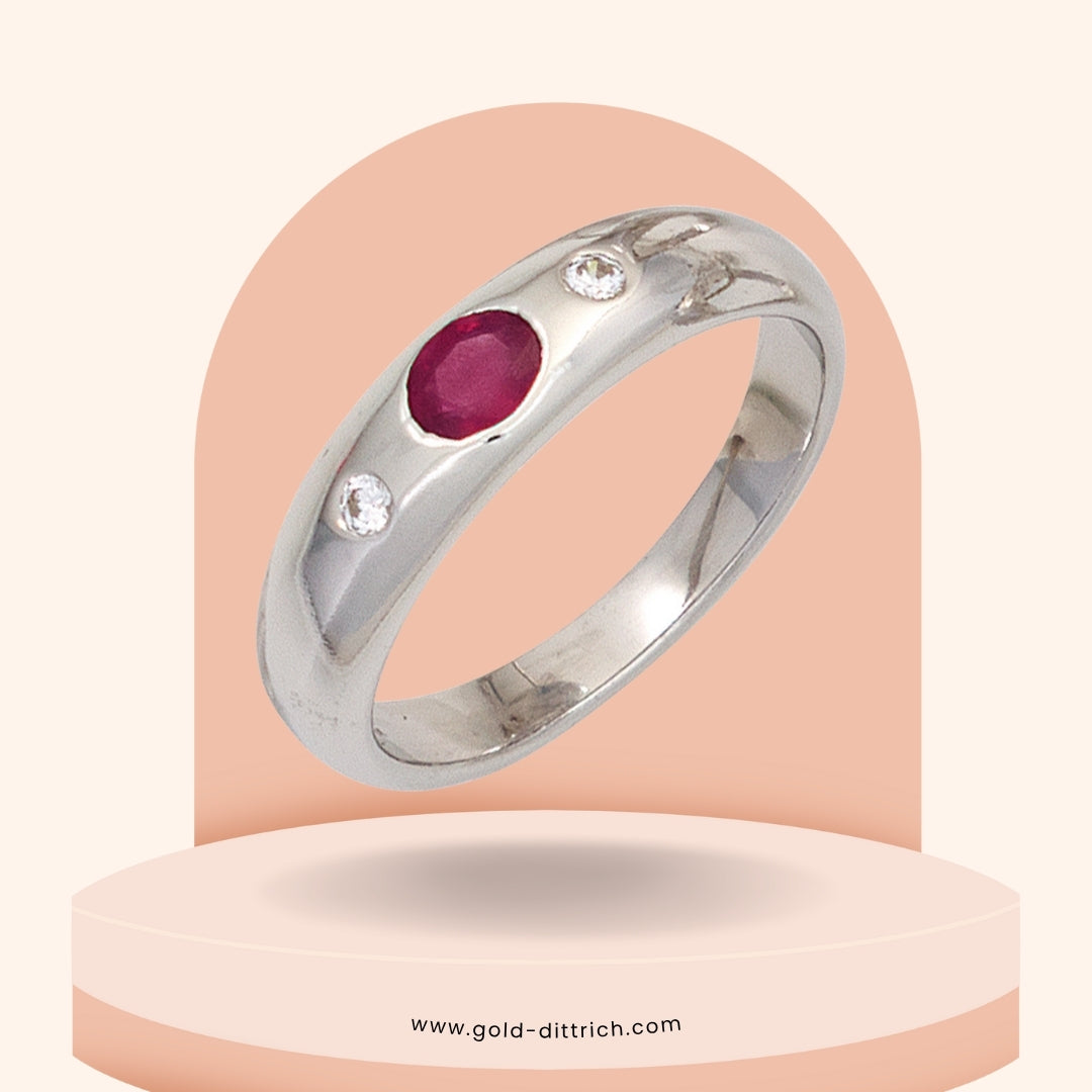 Damenring mit Saphir, Rubin oder Smaragd - 925 Silber