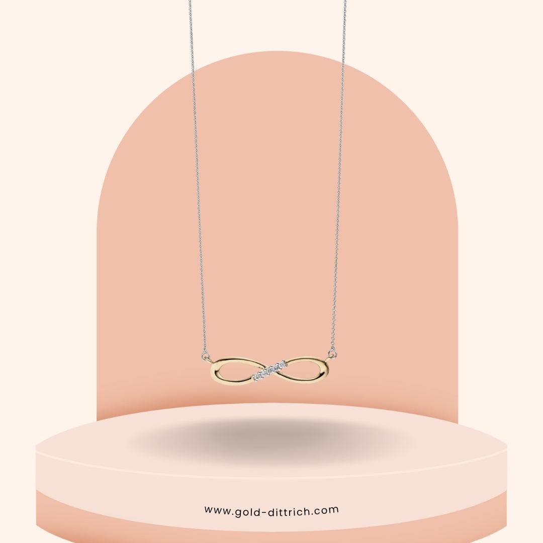 Unendlichkeits-Collier bicolor mit Diamanten - 585 Gold