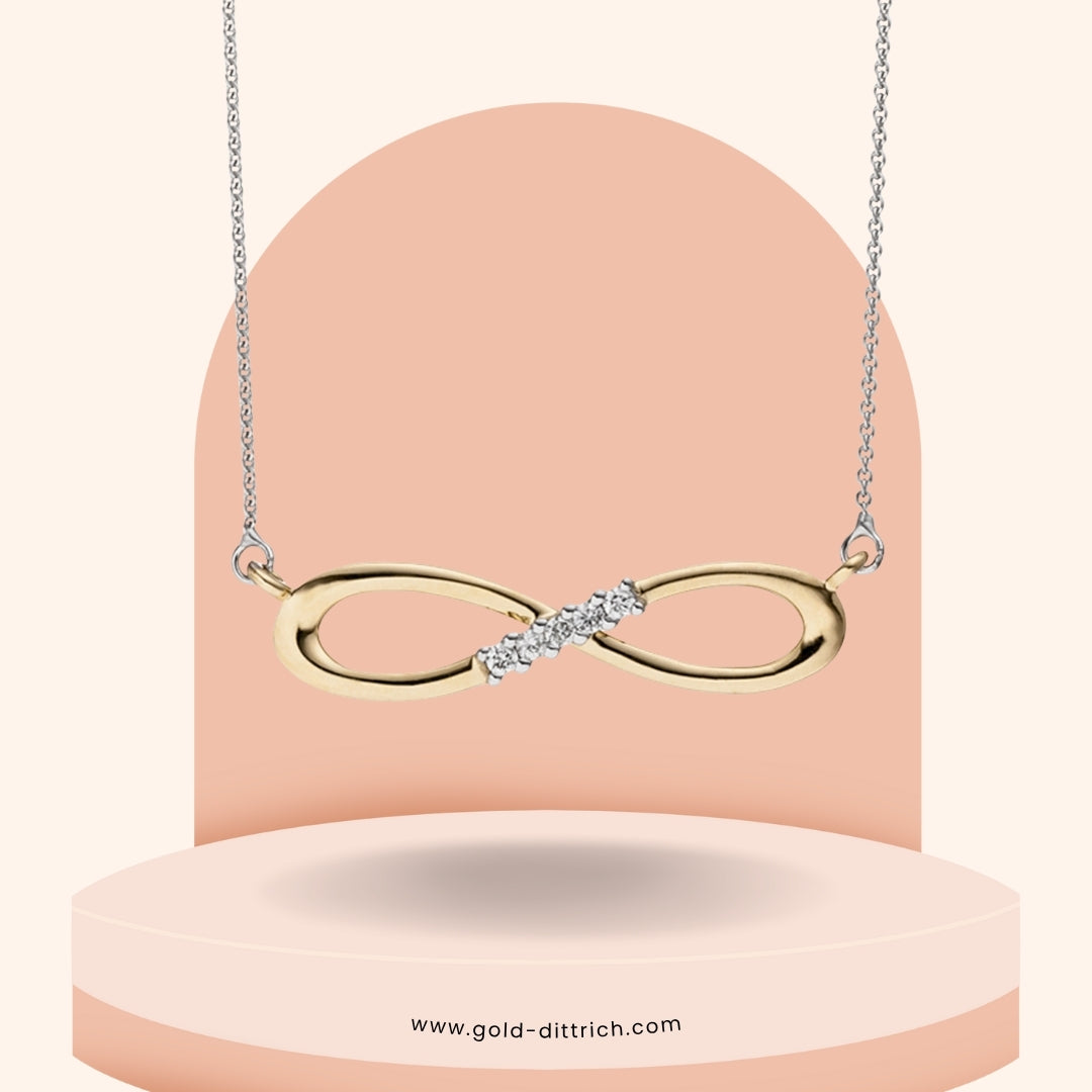 Unendlichkeits-Collier bicolor mit Diamanten - 585 Gold