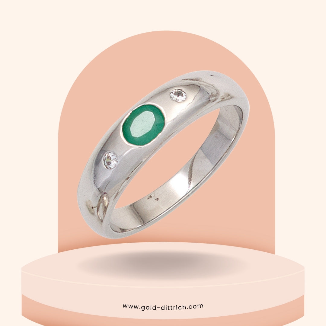 Damenring mit Saphir, Rubin oder Smaragd - 925 Silber