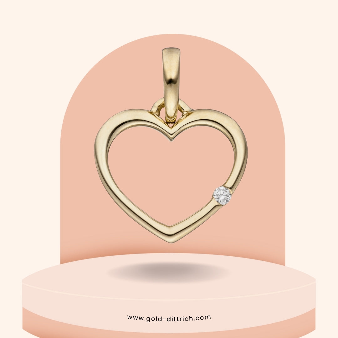 Anhänger Herz mit Diamant – 333 Gold