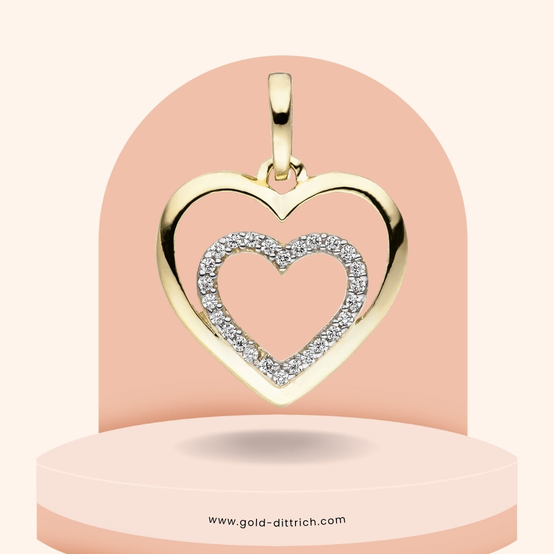 Anhänger Herz mit Zirkonia – 375 Gold