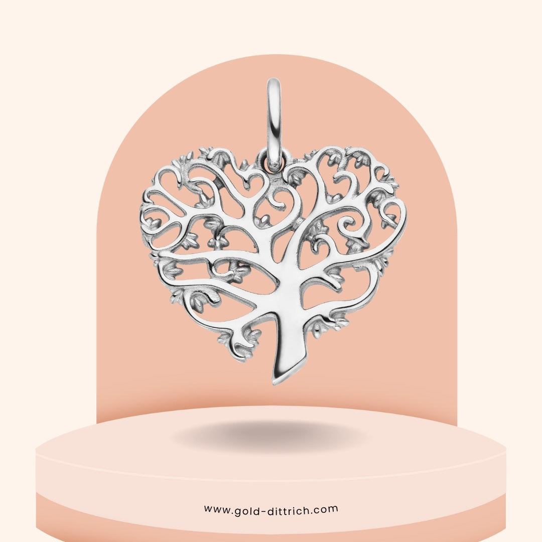 Anhänger Lebensbaum in Herzform - 925 Silber