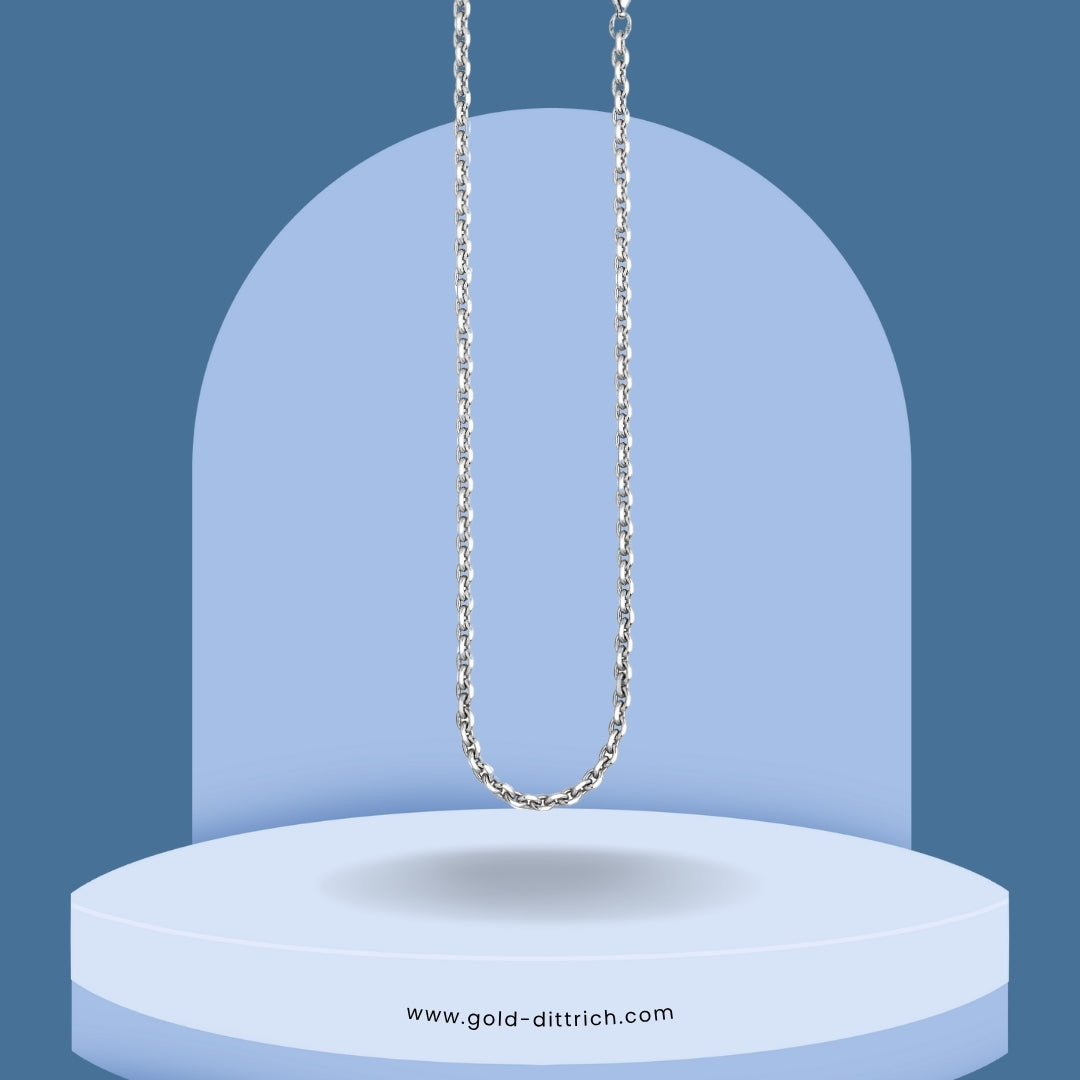 Ankerkette aus 925 Sterlingsilber in voller Länge – 3,4 mm breit, diamantiert und rhodiniert, mit edler Gliederstruktur