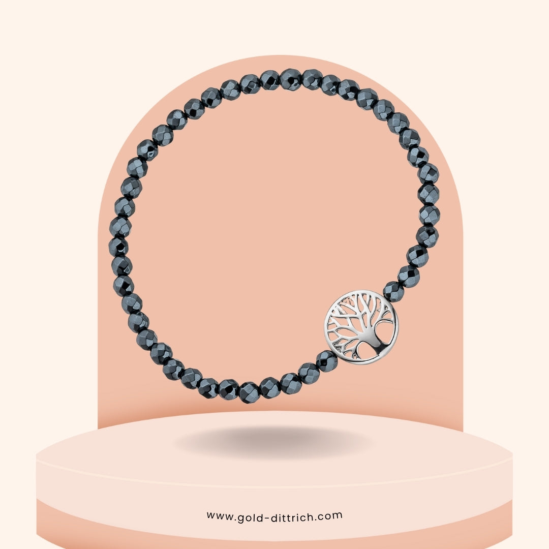 Armband Lebensbaum mit Hämatit - 925 Silber
