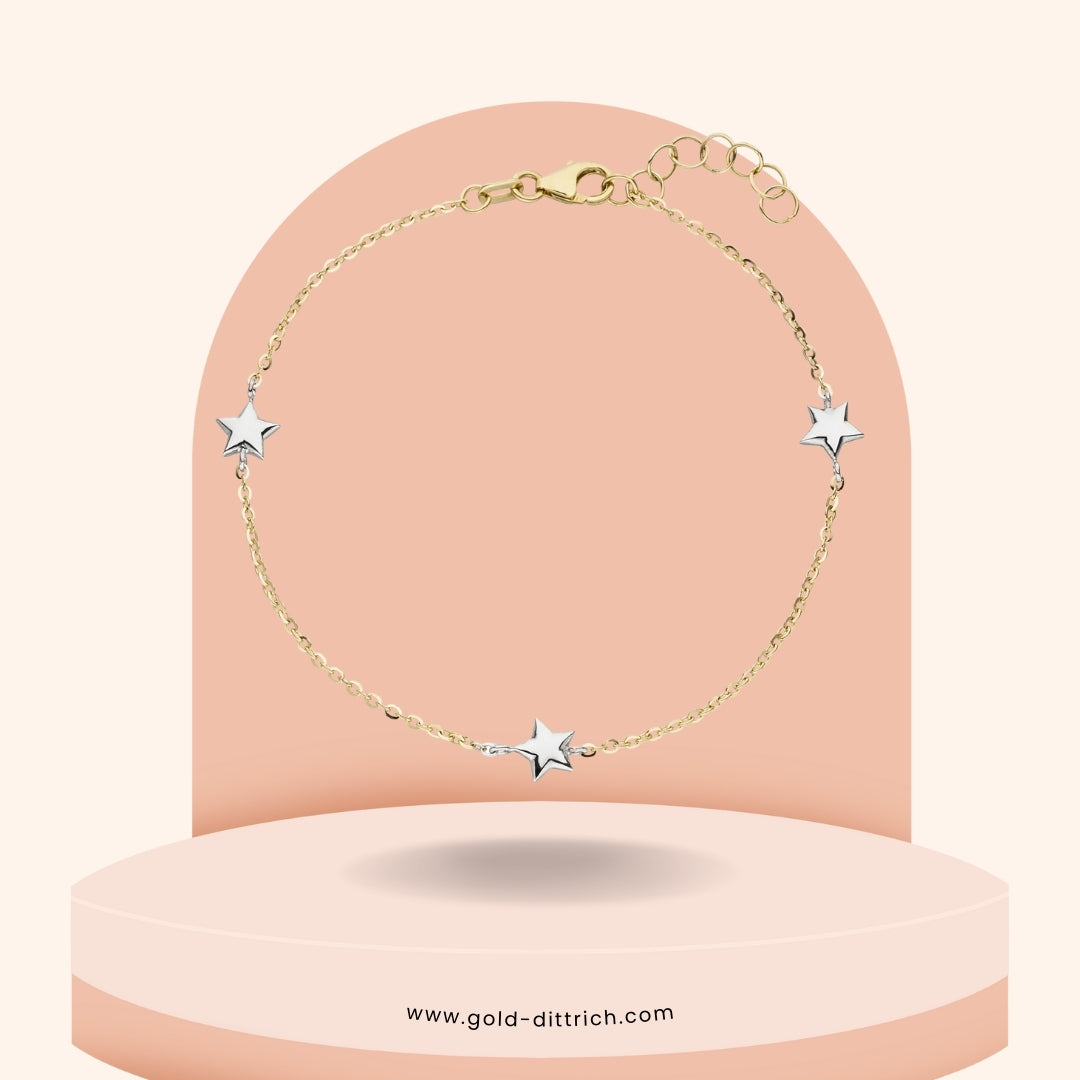 Armband Stern bicolor - 375 Gold