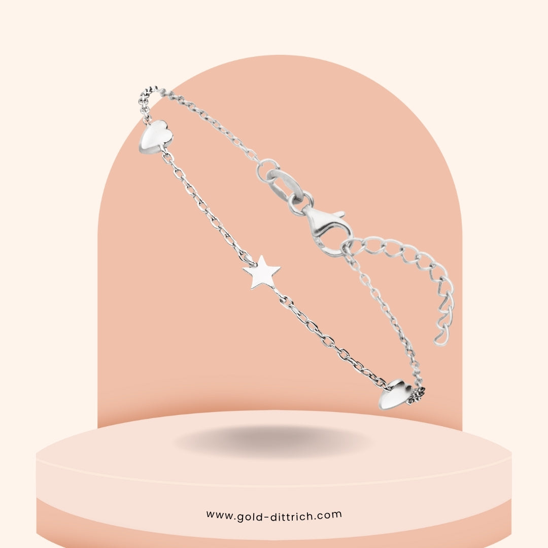 Armband Sterne & Herzen - 925 Silber