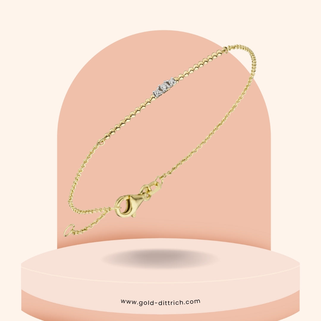 Armband mit 3 Brillanten - 585 Gold