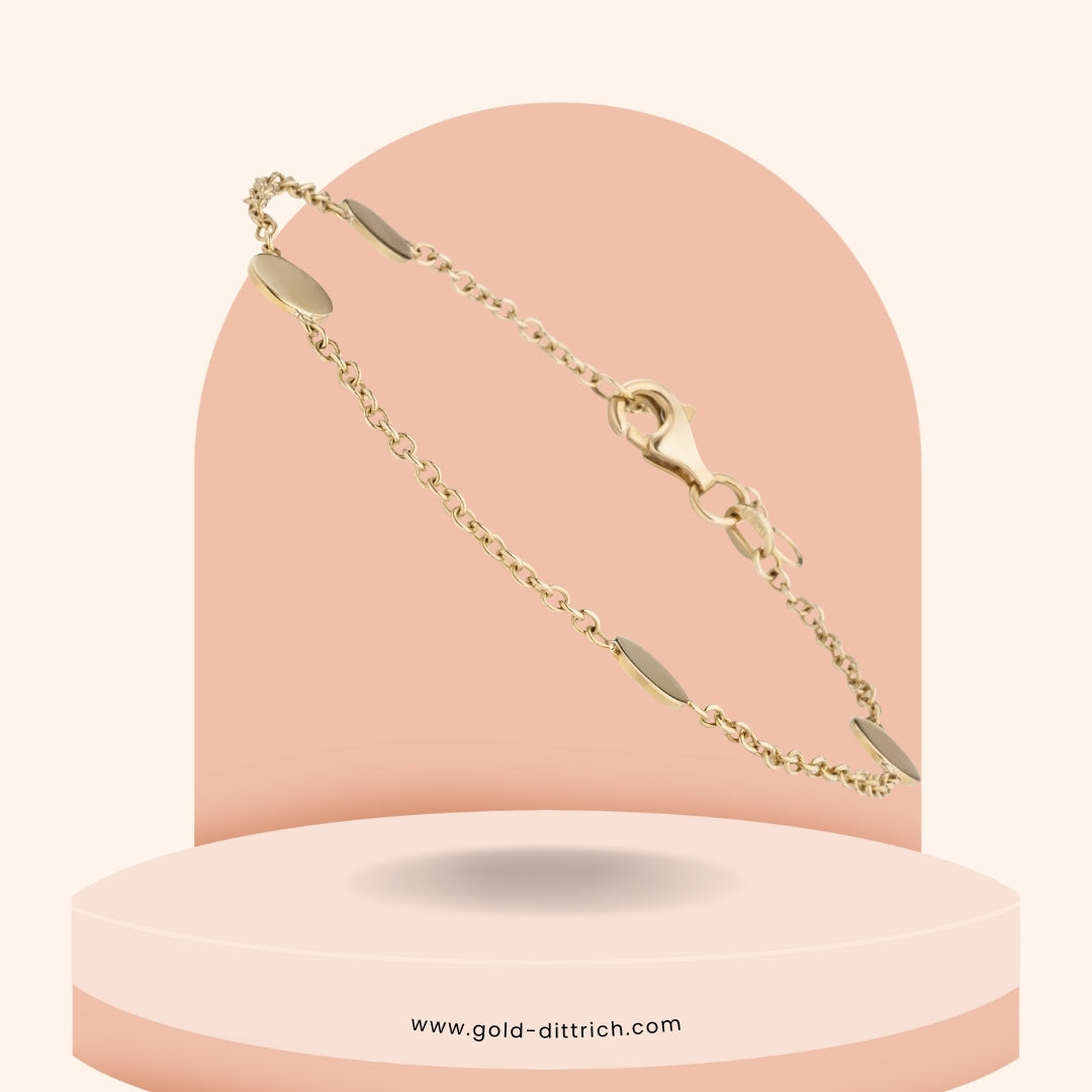 Armband mit Plättchen - 375 Gold