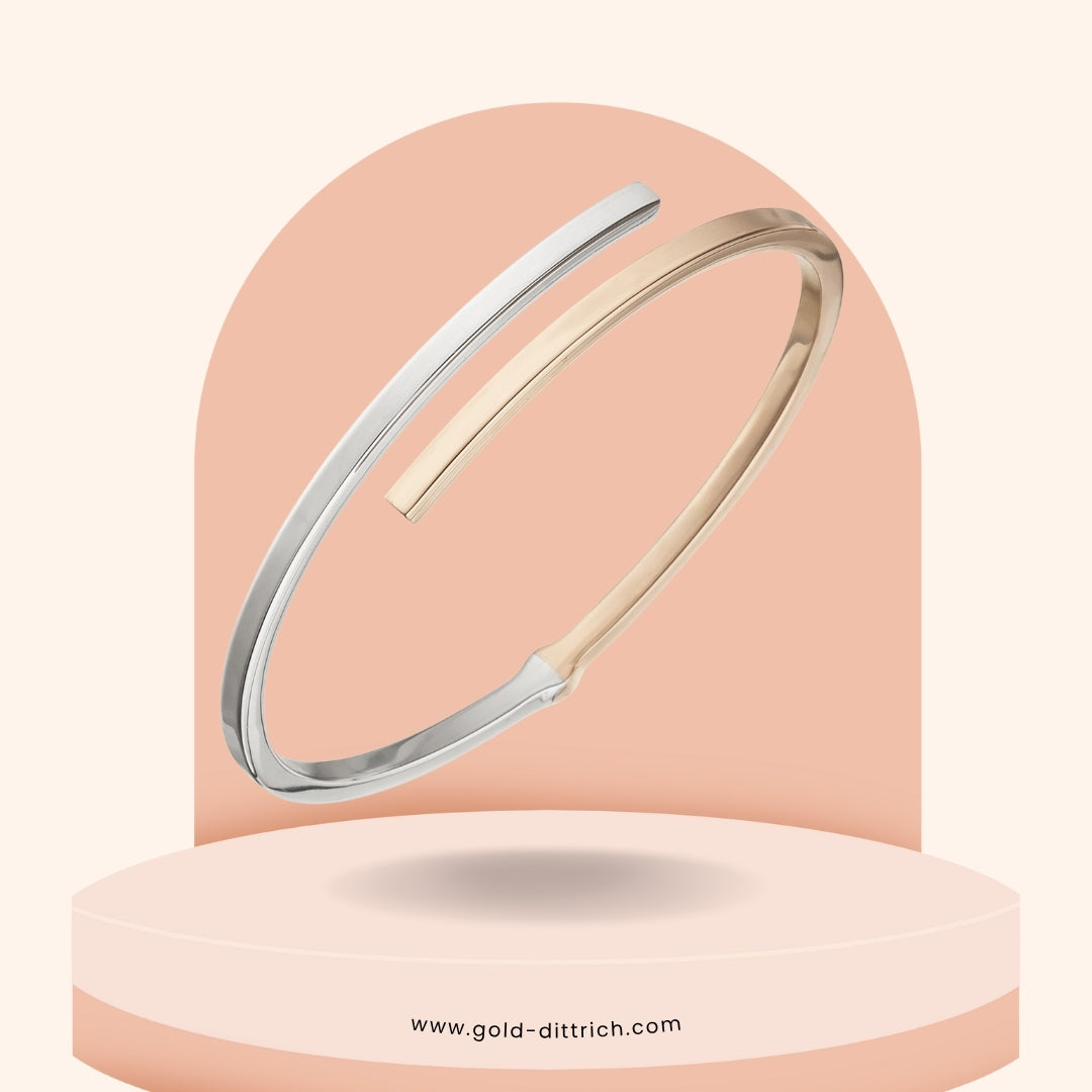 Bicolor Armreif Rotgold-vergoldet & Rhodiniert - 925 Silber - Gold Dittrich